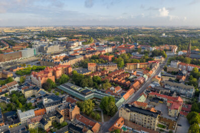 Flygbild över centrala Lund